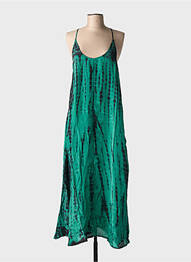 Robe longue coupe fluide fines bretelles vert FIVE femme