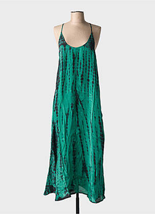 Robe longue coupe fluide fines bretelles vert FIVE femme