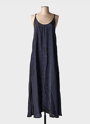 Robe longue manches bretelles ajustables fines bretelles noir FIVE femme