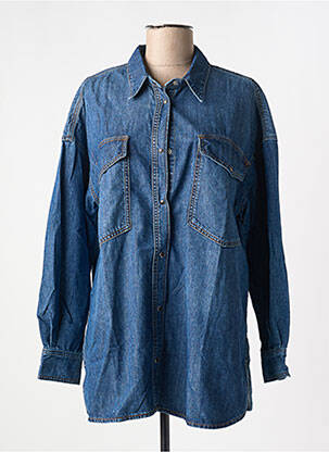 Chemisier coupe droite manches longues bleu FIVE femme