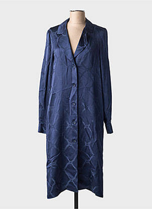 Robe mi-longue coupe fluide manches longues bleu TWINSET femme