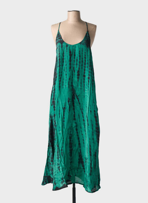 Robe longue coupe fluide fines bretelles vert FIVE femme