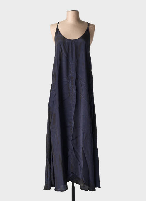 Robe longue manches bretelles ajustables fines bretelles noir FIVE femme