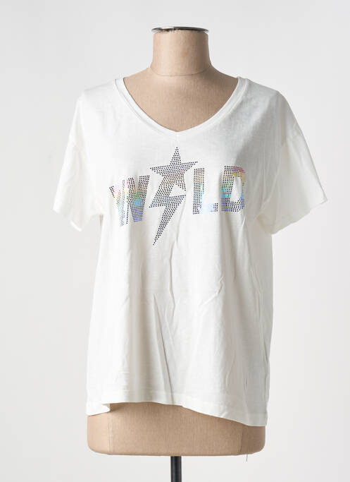 T-shirt coupe droite manches courtes blanc NINE TEES femme