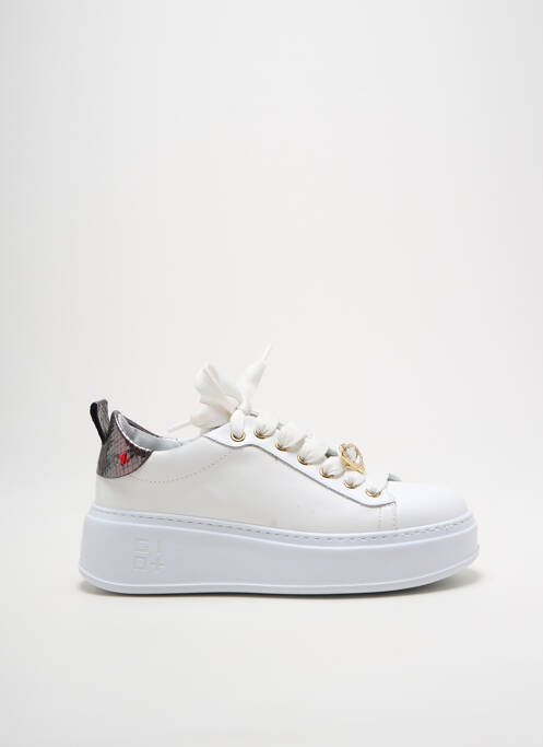 Baskets matière lisse talon de 4 à 6cm blanc GIO+ femme