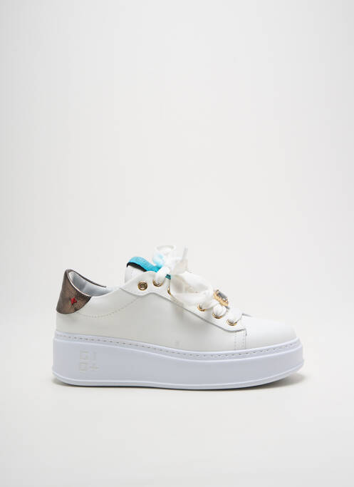 Baskets tissage satiné talon de 4 à 6cm blanc GIO+ femme