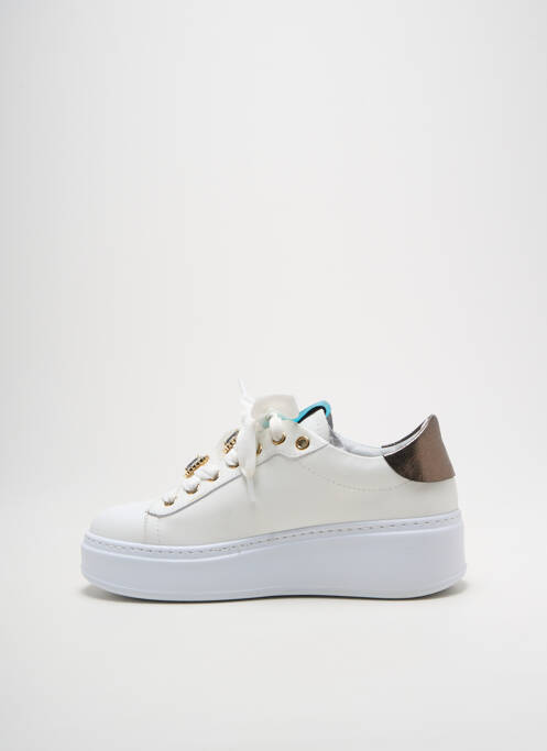 Baskets tissage satiné talon de 4 à 6cm blanc GIO+ femme