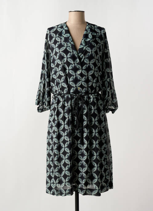 Robe mi-longue manches 3/4 manches 3/4 bleu ARELINE femme