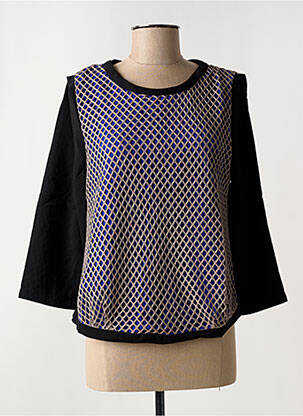 Top col rond manches longues bleu ARELINE femme