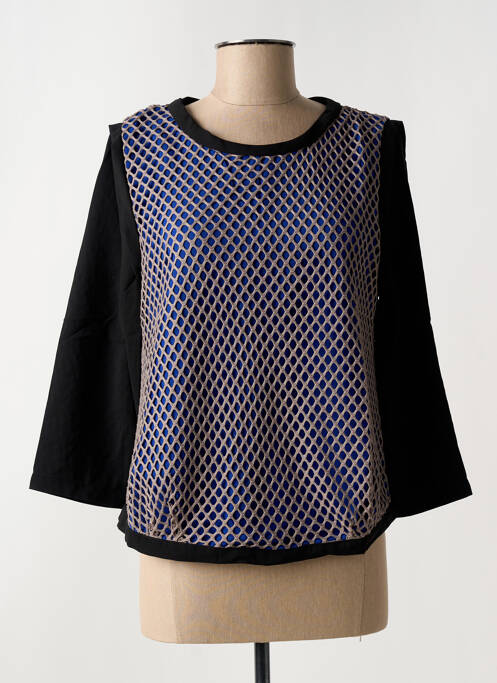 Top col rond manches longues bleu ARELINE femme