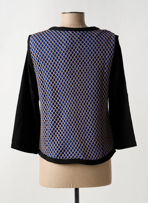 Top col rond manches longues bleu ARELINE femme