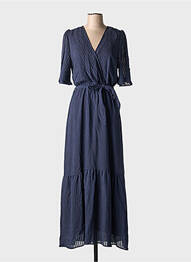 Robe longue manches courtes manches courtes bleu GRACE & MILA femme