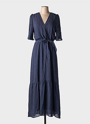 Robe longue manches courtes manches courtes bleu GRACE & MILA femme