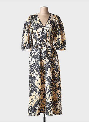 Robe longue manches courtes manches courtes beige GRACE & MILA femme