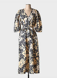 Robe longue manches courtes manches courtes beige GRACE & MILA femme