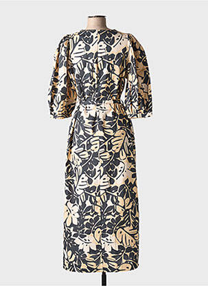 Robe longue manches courtes manches courtes beige GRACE & MILA femme