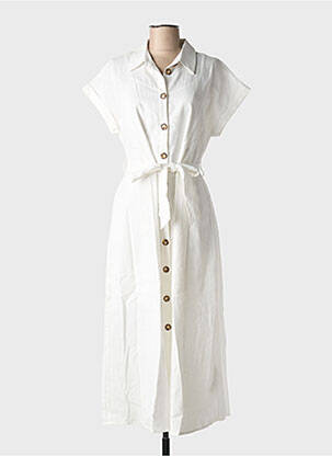 Robe longue manches courtes manches courtes beige GRACE & MILA femme