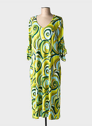 Robe mi-longue manches 3/4 manches 3/4 vert BARANDI femme