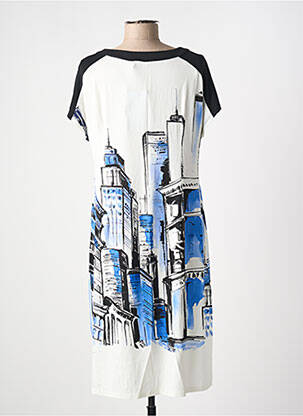 Robe mi-longue imprimé fantaisie manches courtes bleu BARANDI femme