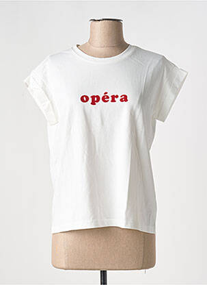 T-shirt sérigraphie floquée manches courtes beige GRACE & MILA femme