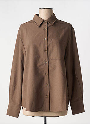 Chemisier coupe droite manches longues marron GRACE & MILA femme