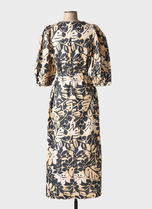 Robe longue imprimé fleurs manches courtes beige GRACE & MILA femme