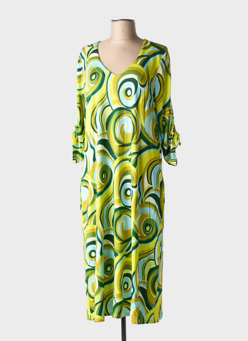 Robe mi-longue manches 3/4 manches 3/4 vert BARANDI femme
