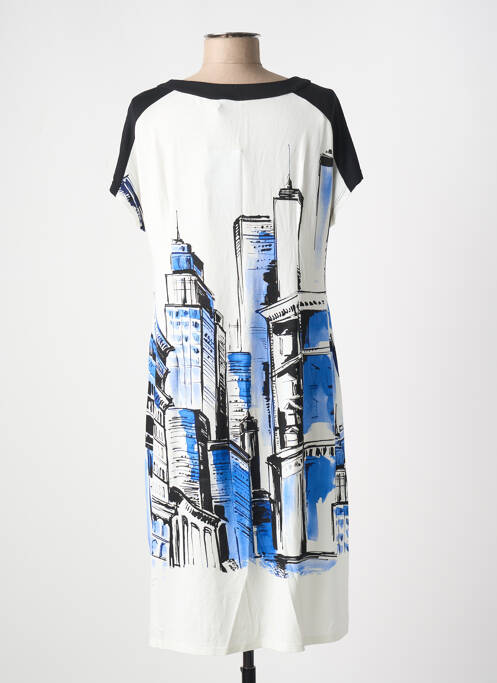 Robe mi-longue imprimé fantaisie manches courtes bleu BARANDI femme