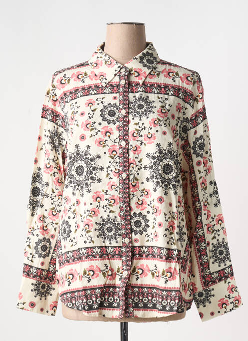 Chemisier imprimé fleurs manches longues beige GRACE & MILA femme