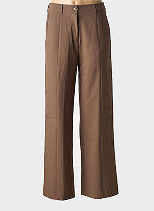 Pantalon large fermeture zippée sous rabat boutonné taille normale marron GRACE & MILA femme