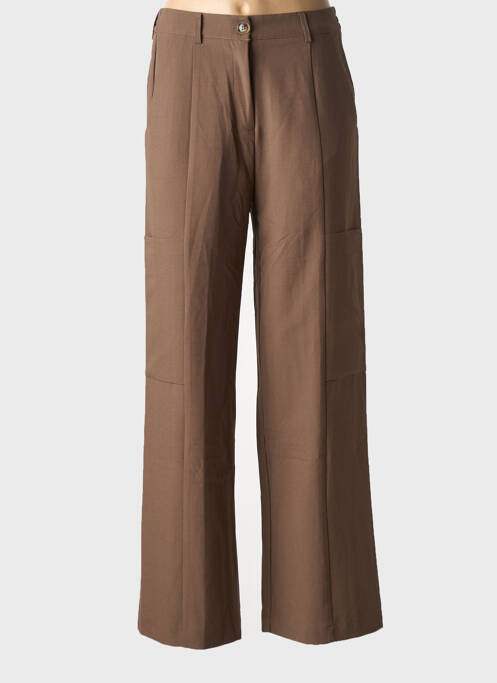 Pantalon large fermeture zippée sous rabat boutonné taille normale marron GRACE & MILA femme
