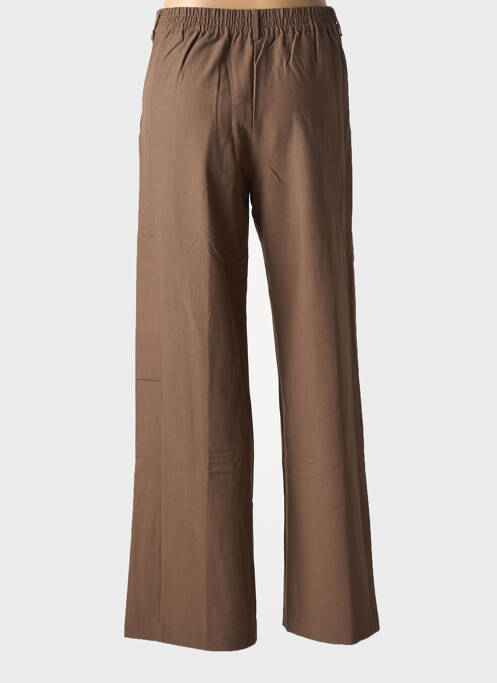 Pantalon large fermeture zippée sous rabat boutonné taille normale marron GRACE & MILA femme