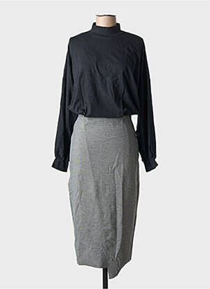 Robe mi-longue manches longues manches longues noir ALTO GIRO femme