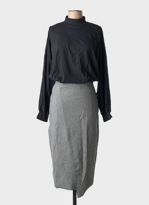 Robe mi-longue manches longues manches longues noir ALTO GIRO femme
