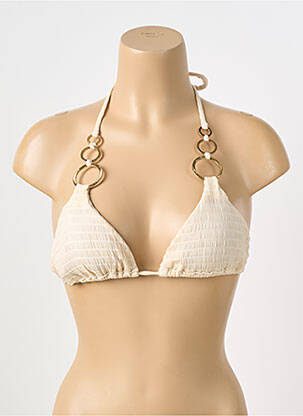 Haut de maillot de bain fermeture liens à nouer haut triangles beige DESPI femme