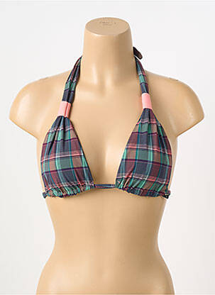 Haut de maillot de bain fermeture liens à nouer haut triangles vert DESPI femme