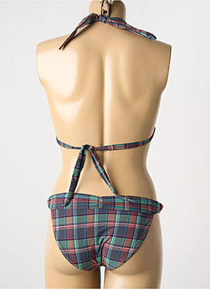 Maillot de bain 2 pièces fermeture liens à nouer haut triangles vert DESPI femme