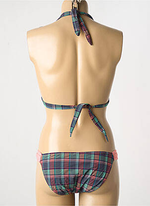 Maillot de bain 2 pièces fermeture liens à nouer haut triangles vert DESPI femme