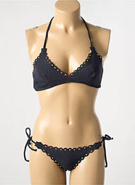 Maillot de bain 2 pièces fermeture liens à nouer haut triangles noir DESPI femme