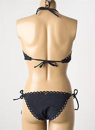 Maillot de bain 2 pièces fermeture liens à nouer haut triangles noir DESPI femme