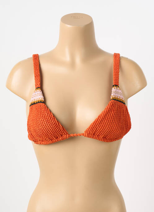 Haut de maillot de bain fermeture liens à nouer haut triangles orange DESPI femme