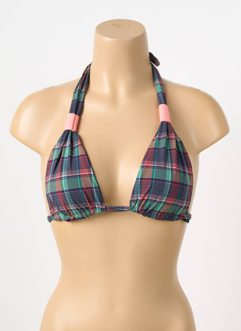 Haut de maillot de bain fermeture liens à nouer haut triangles vert DESPI femme