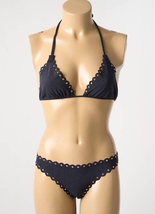Maillot de bain 2 pièces fermeture liens à nouer haut triangles noir DESPI femme