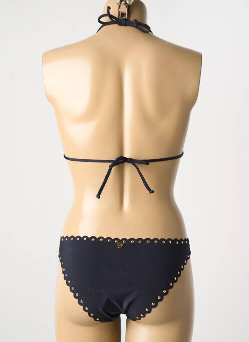 Maillot de bain 2 pièces fermeture liens à nouer haut triangles noir DESPI femme