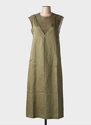 Robe mi-longue manches courtes manches courtes vert 8PM femme