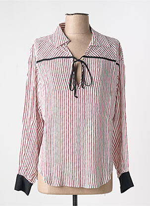 Blouse poignets boutonnés avec fente manches longues blanc 8PM femme