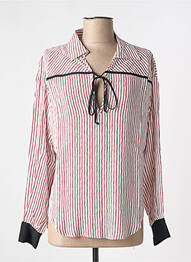 Blouse poignets boutonnés avec fente manches longues blanc 8PM femme