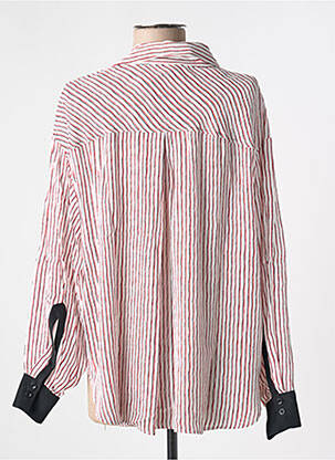 Blouse poignets boutonnés avec fente manches longues blanc 8PM femme