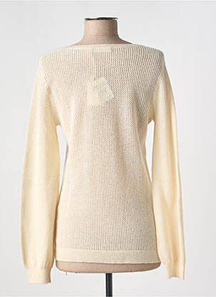 Pull maille ajourée manches longues beige MAJESTIC FILATURES femme