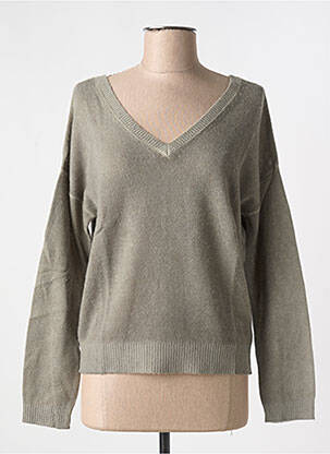 Pull coupe cintrée manches longues vert MAJESTIC FILATURES femme